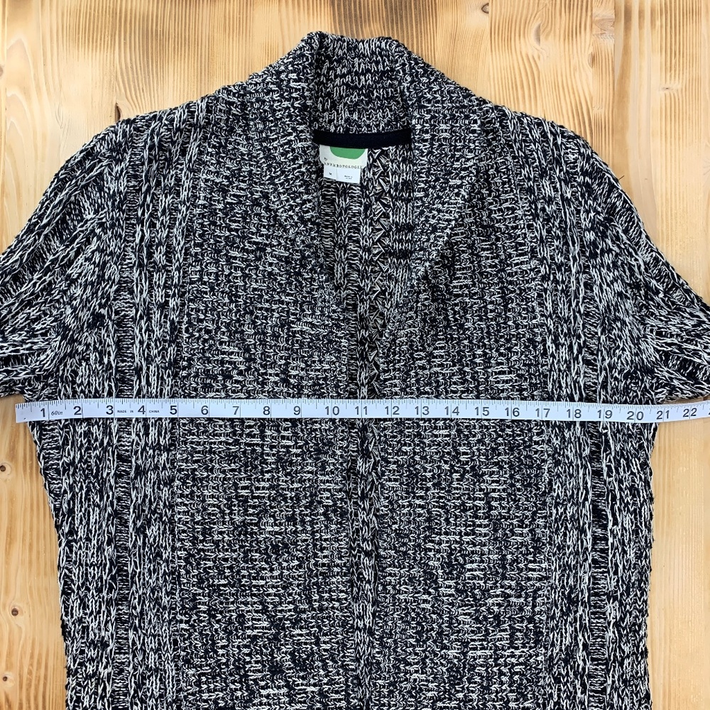Anthropologie Tehama Marled Black & White Open Front Long Cardigan Sz M - Picture 13 of 14